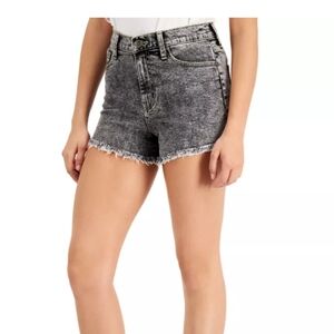 Kendall & Kylie Black Gray Acid-Wash Frayed Denim Cutoff Shorts High Rise